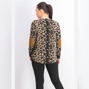 Pink Clover long sleeve soft leopard print button back blouse XXL